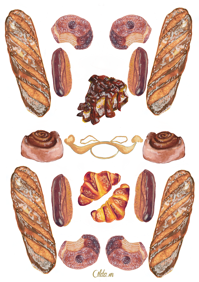 Affiche aquarelle "Boulangerie Gourmande" - Format A4