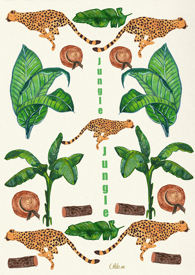 Affiche aquarelle "Jungle Safari" - Format A4