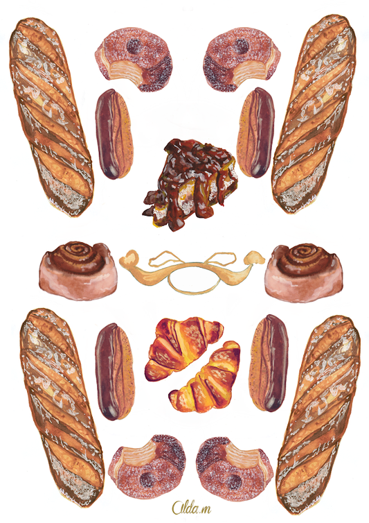 Affiche aquarelle "Boulangerie Gourmande" - Format A4