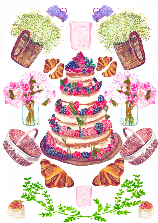 Affiche aquarelle "Pique-nique Gourmand" - Format A4