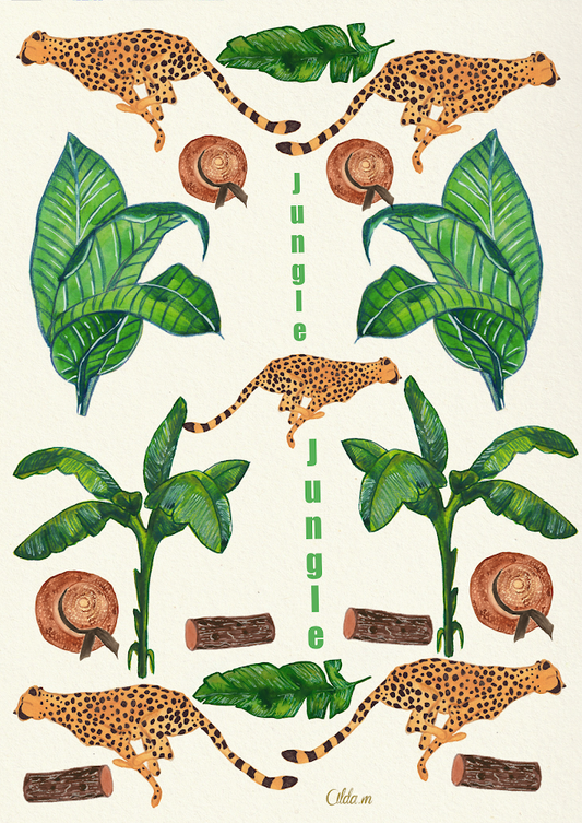 Affiche aquarelle "Jungle Safari" - Format A4